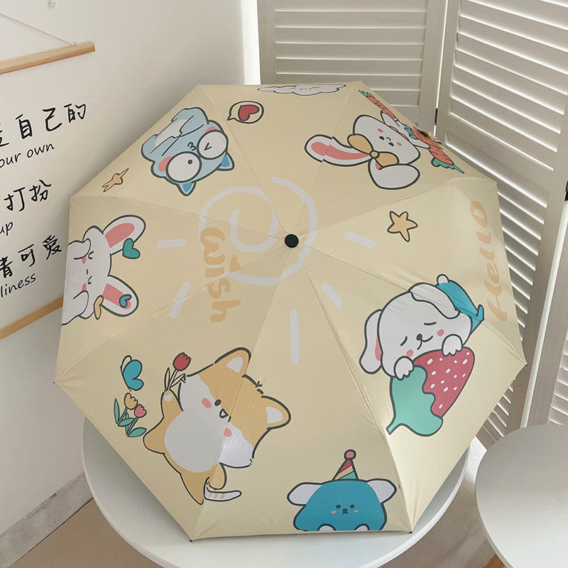 Candy Pattern Print Automatic Foldable Umbrella