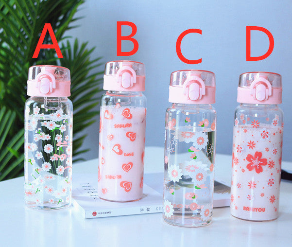Kawaii Sakura Glass Water Bottle PN1421 – Pennycrafts