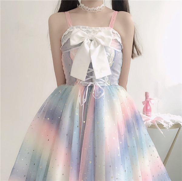Fashion Rainbow Lace Dress PN1909
