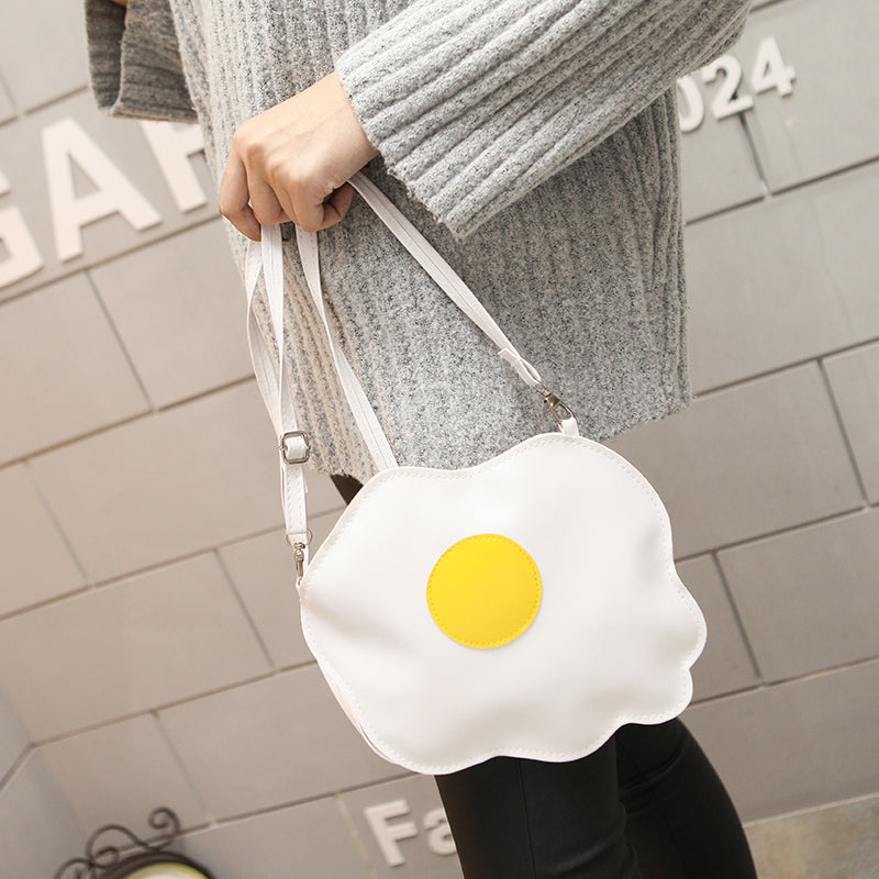 New Women's Plush Shoulder Bag Fried Egg Design with Detachable