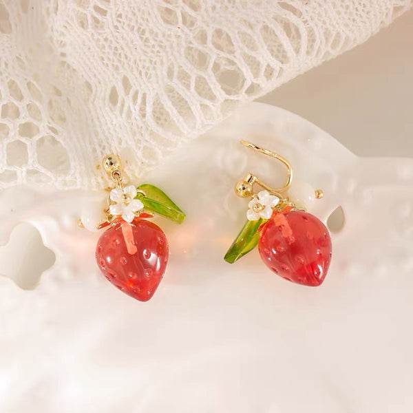 Pretty Strawberry Earrings/Clips PN7261