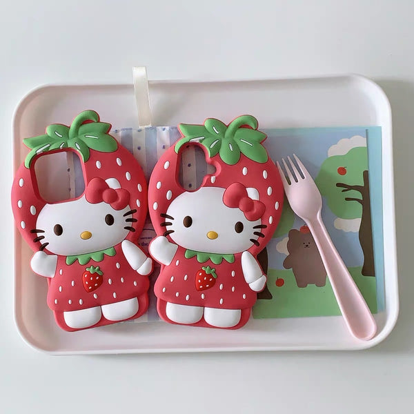 Strawberry Kitty Phone Case for iPhone 11/12/12pro/12pro max/13/13pro/13pro max/14/14pro/14pro max/15/15pro/15pro max/16/16pro/16pro max PN7293