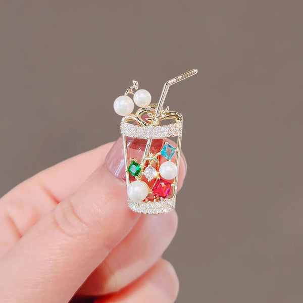 Pretty Boba Tea Brooch Pin PN7235