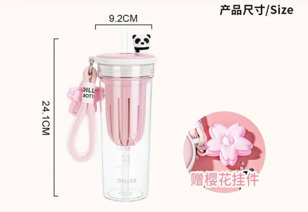 Kawaii Sakura And Panda Water Bottle PN6680