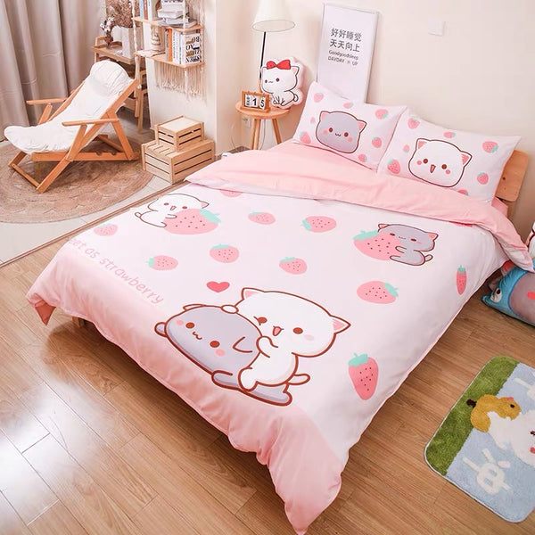 Lovely Cats Strawberry Bedding Set PN7275