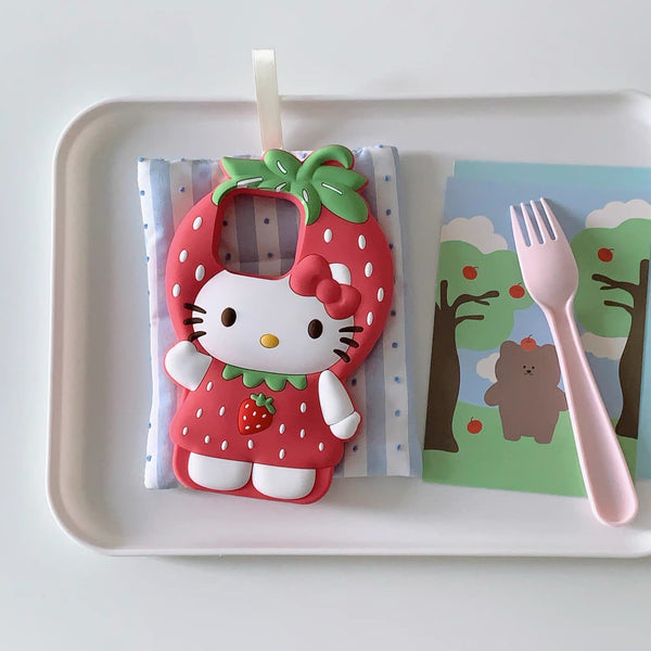 Strawberry Kitty Phone Case for iPhone 11/12/12pro/12pro max/13/13pro/13pro max/14/14pro/14pro max/15/15pro/15pro max/16/16pro/16pro max PN7293