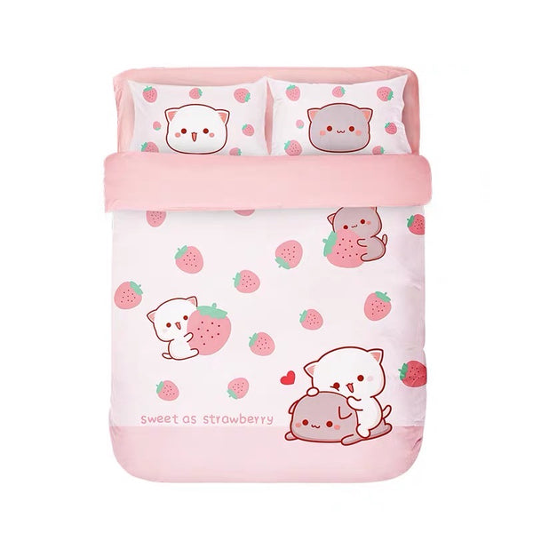 Lovely Cats Strawberry Bedding Set PN7275