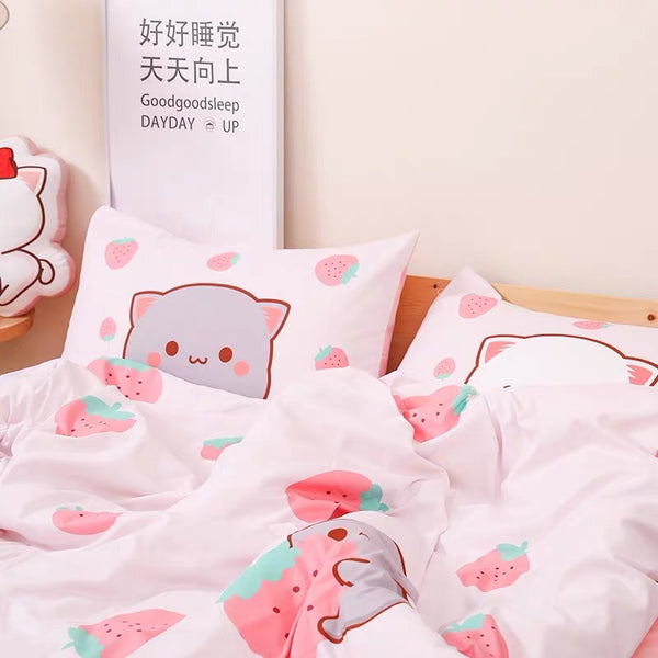Lovely Cats Strawberry Bedding Set PN7275