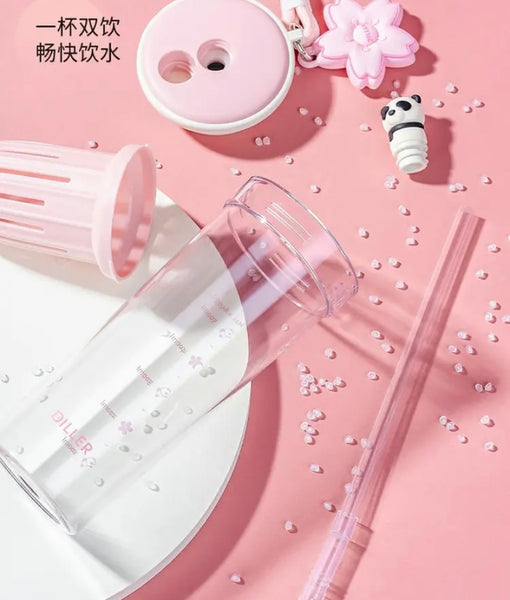 Kawaii Sakura And Panda Water Bottle PN6680