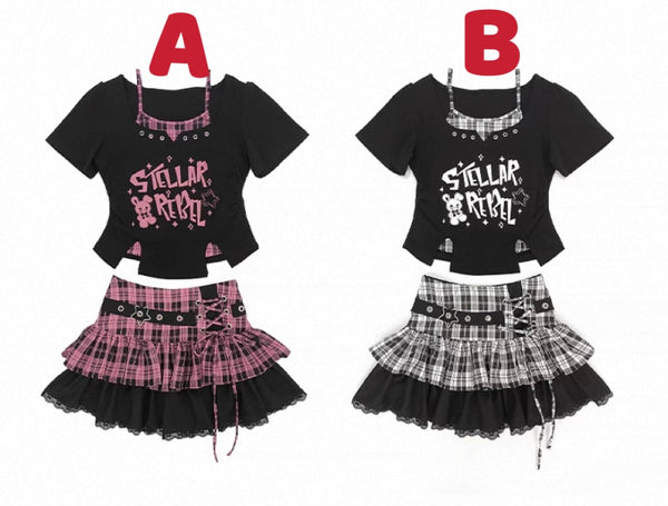 Fashion Girl Tshirt And Skirt Set PN7053