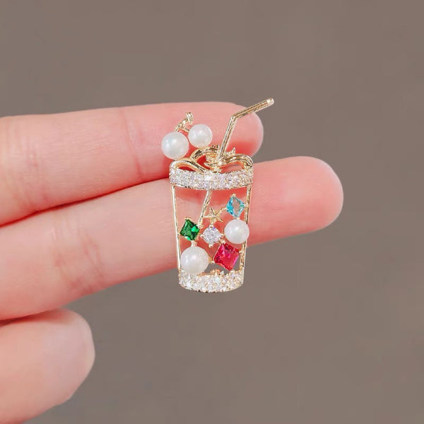 Pretty Boba Tea Brooch Pin PN7235