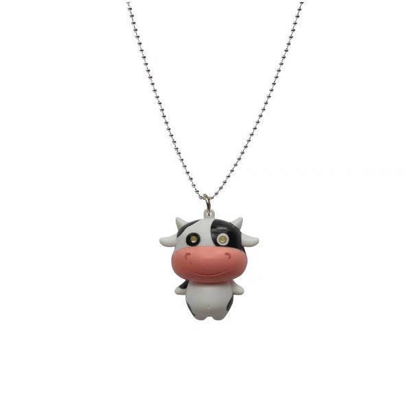 Kawaii Cow Keychain And Necklace PN6660
