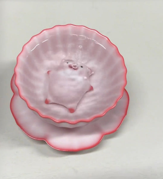 Kawaii Pig Bottle And Coaster PN7137