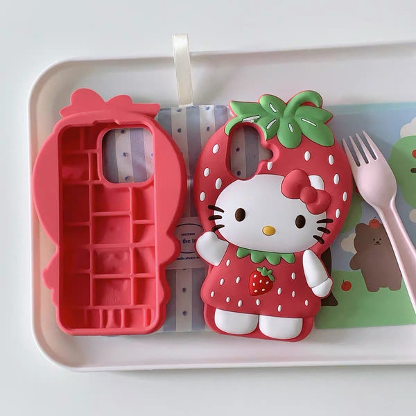 Strawberry Kitty Phone Case for iPhone 11/12/12pro/12pro max/13/13pro/13pro max/14/14pro/14pro max/15/15pro/15pro max/16/16pro/16pro max PN7293