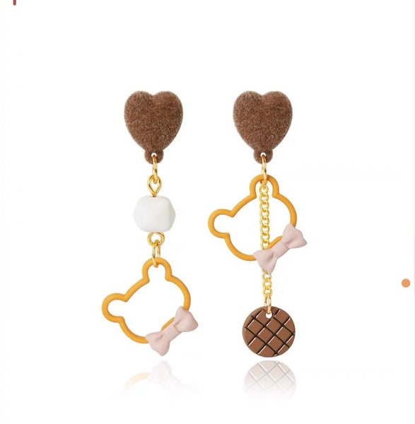 Sweet Bear And Heart Earrings/Clips PN6456