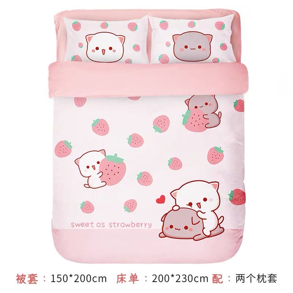 Lovely Cats Strawberry Bedding Set PN7275