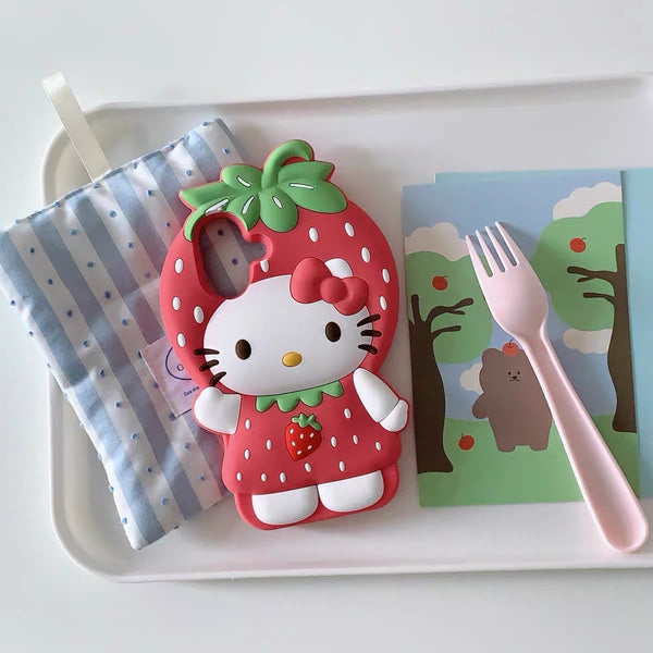 Strawberry Kitty Phone Case for iPhone 11/12/12pro/12pro max/13/13pro/13pro max/14/14pro/14pro max/15/15pro/15pro max/16/16pro/16pro max PN7293