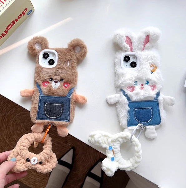 Cute Rabbit and Bear Phone Case for iphone 11/11pro/11pro max/12/12mini/12pro/12pro max/13/13pro/13pro max/14/14plus/14pro/14pro max/15/15pro/15pro max PN6299