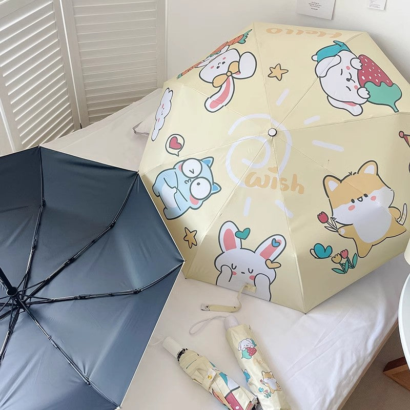Puffin Print Pattern Automatic Foldable Umbrella