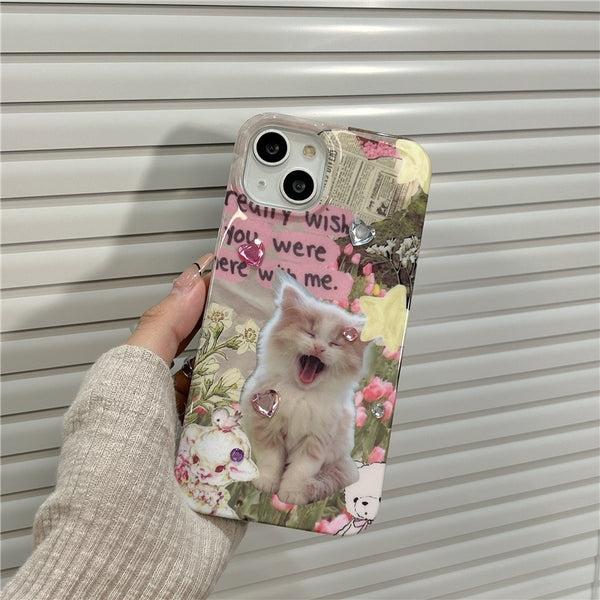 Lovely Cat Phone Case for iPhone 11/12/12pro/12pro max/13/13pro/13pro max/14/14 pro/14pro max PN5978