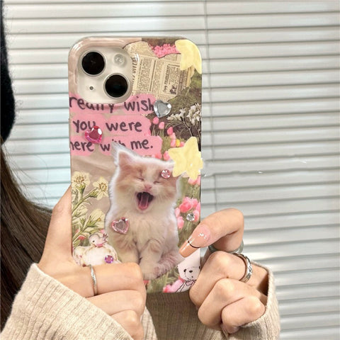 Lovely Cat Phone Case for iPhone 11/12/12pro/12pro max/13/13pro/13pro max/14/14 pro/14pro max PN5978