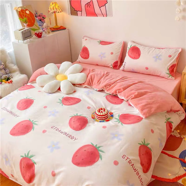 Cute Strawberry Soft Bedding Set PN3458