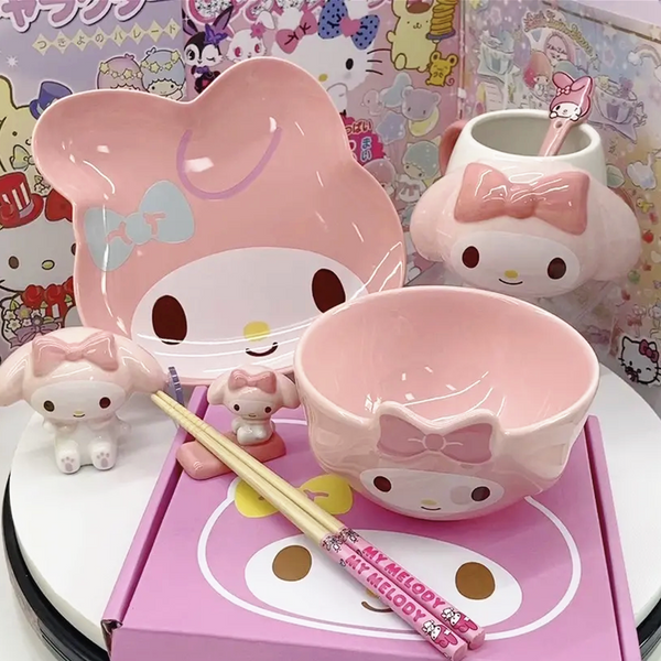 Cartoon Anime Ceramic Cup Bowl And Dish Set PN5528