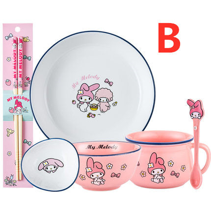 Cartoon Anime Ceramic Cup Bowl And Dish Set PN4225