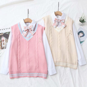 Kawaii And Fresh Vest And Shirt Two-pieces PN4215