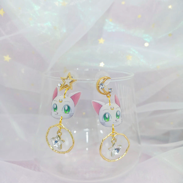 Cute Luna and Artemis Earrings/Clips PN1408