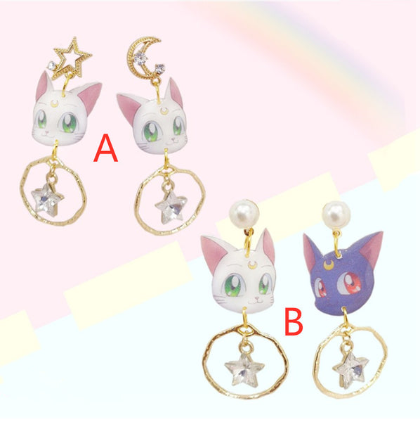 Cute Luna and Artemis Earrings/Clips PN1408