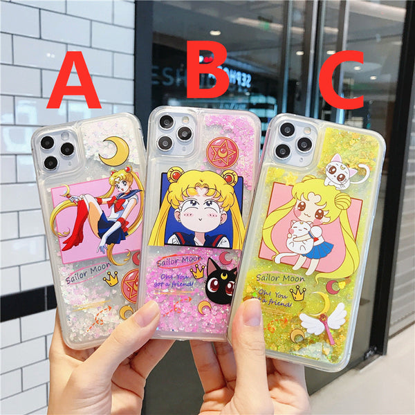 Sailormoon Quicksand Phone Case for iphone 7/7plus/8/8P/X/XS/XR/XS Max/11/11pro/11pro max PN2426