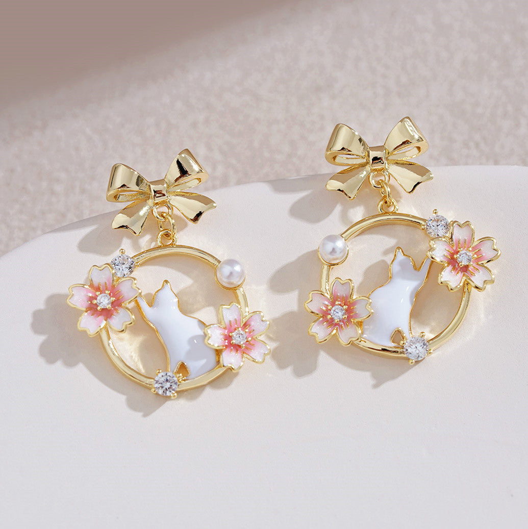 Sakura Cat Earrings PN5194