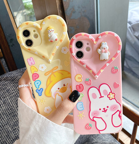 Cute Rabbit Phone Case for iphone 7/7plus/8/8P/X/XS/XR/XS Max/11/11pro/11pro max/12/12mini/12pro/12pro max PN4291