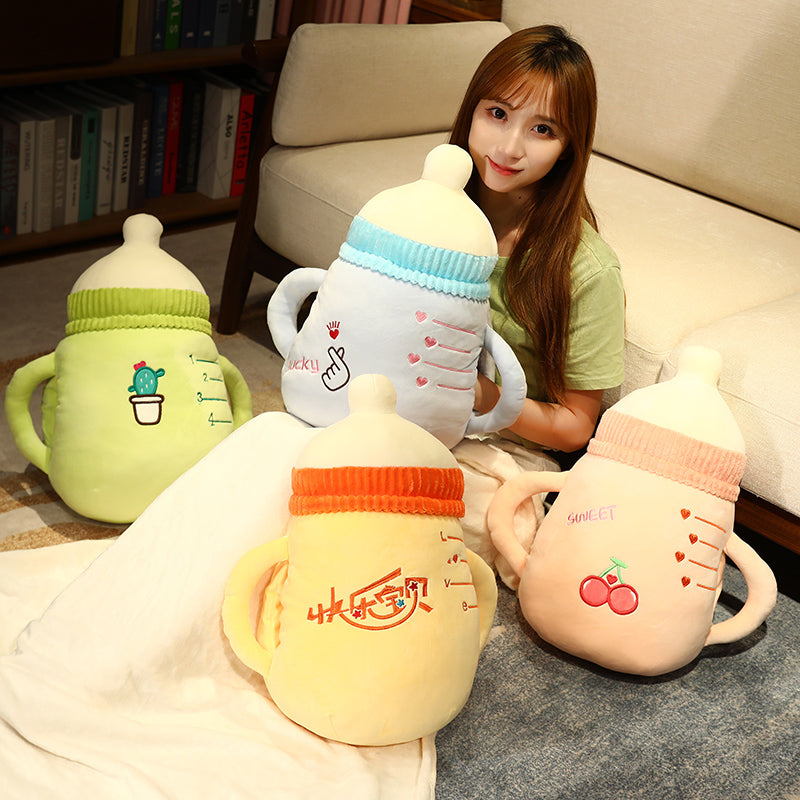 Cute Baby Bottle Pillow And Blanket PN4796