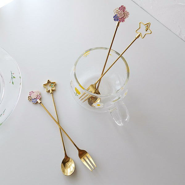 Flower and Stars Spoon and Fork PN3694