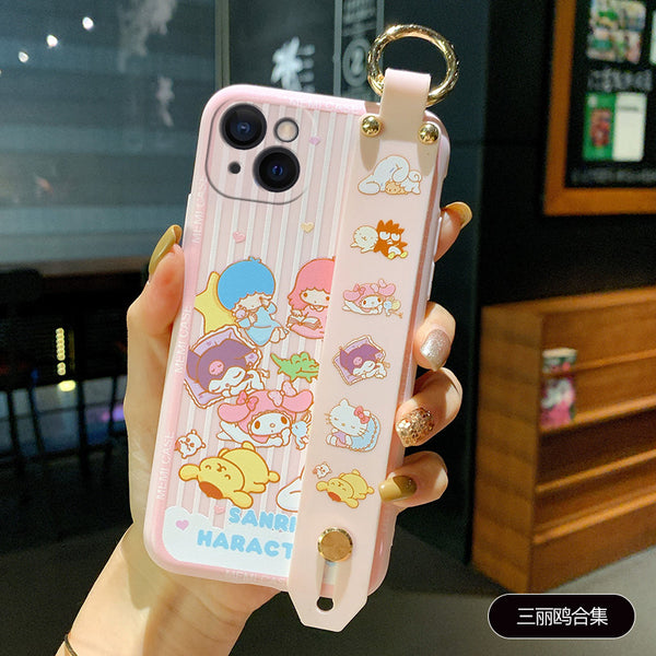 Cartoon Anime Wrist Strap Bracket Phone Case for iphone 7/7plus/8/8P/X/XS/XR/XS Max/11/11pro/11pro max/12/12PRO/12mini/12pro max/13/13pro/13pro max PN4951