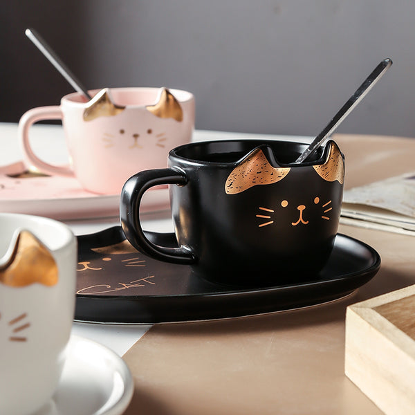 Lovely Cat Ceramic Cup And Dish PN2653