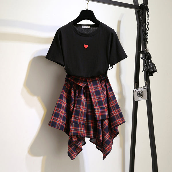 Fashion Heart Tshirt And Skirt Set PN2695