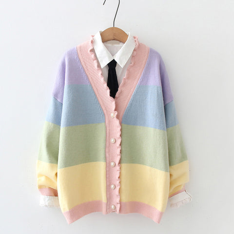 Fashion Rainbow Sweater Coat PN4007