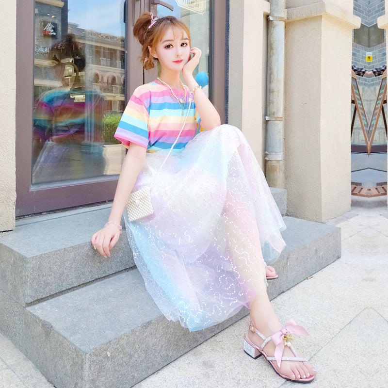 Fashion Rainbow Lace Dress PN2774 – Pennycrafts