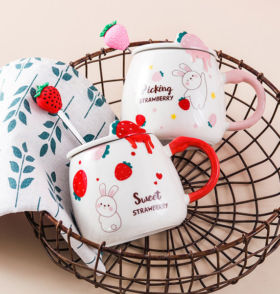 Strawberry Rabbit Ceramic Mugs PN4960