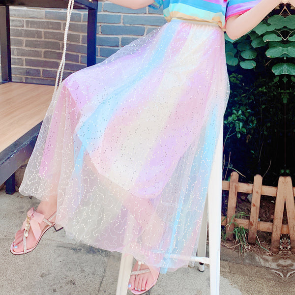 Fashion Rainbow Lace Dress PN2774