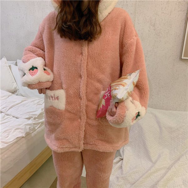 Sweet Strawberry Winter Pajamas Suits Set PN3511