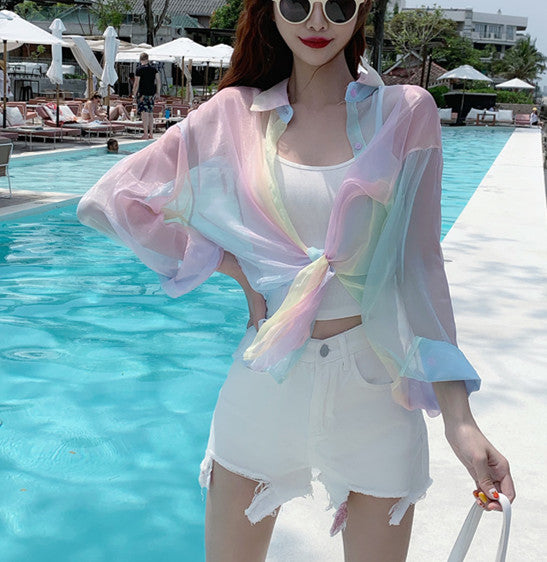 Fashion Rainbow Suntan-proof Coat PN2803