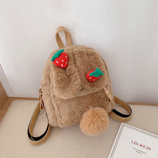 Soft Strawberry Rabbit Ears Backpack PN4625