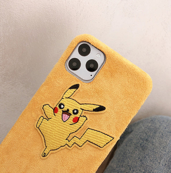 Plush Pikachu Phone Case for iphone 6/6s/6plus/6splus/7/7plus/8/8plus/X/XS/XS Max/11/11pro/11pro Max PN1830