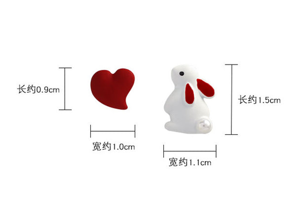 Cute Rabbit and Heart Earrings/Clips PN4187