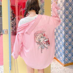 Cartoon Sakura Girl Long Sleeve Shirt PN3815