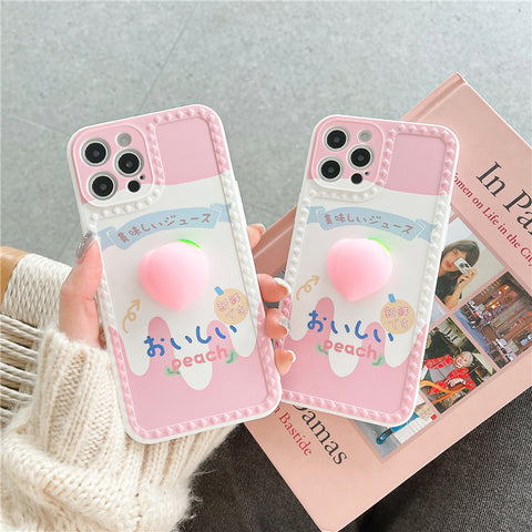 Cute Peach Phone Case for iphone 7/7plus/8/8P/X/XS/XR/XS Max/11/11pro/11pro max/12/12MINI/12pro/12pro max PN3577